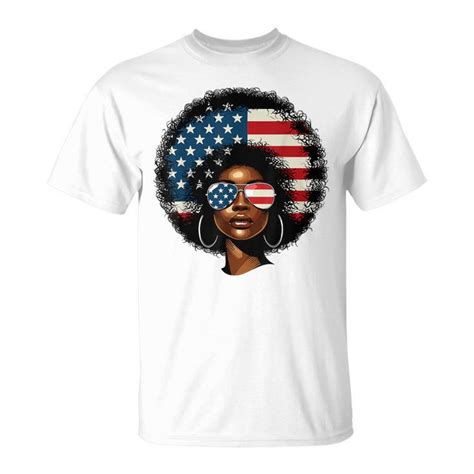 Black Girl Us Flag Melanin Afro 4Th Of July African American T Shirt