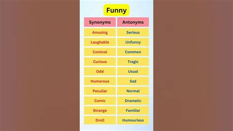 Funny Synonyms Funny Antonyms Funny Synonyms And Antonyms In