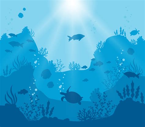 Deep blue underwater world silhouette 1233800 Vector Art at Vecteezy