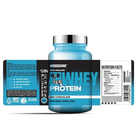 Protein Supplement Bottle Label, Package Template Design, Label Design ...