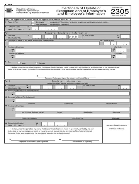 Bir Form 2305 November Fill Out And Sign Printable Pdf Template Signnow