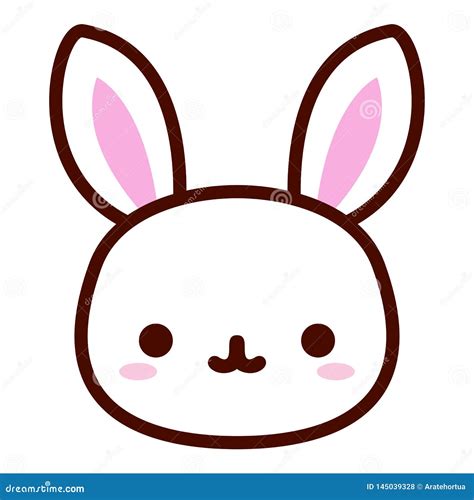 Cute Rabbit Face Isolated on White Background Stock Vector ...