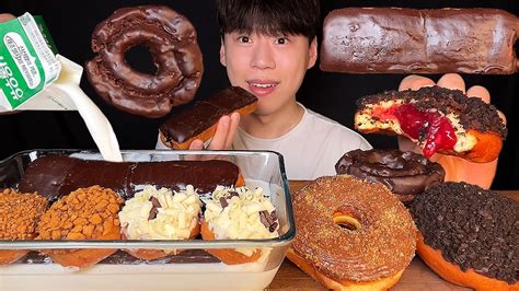 Sub 랜디스 도넛 먹방 Asmr 초코도넛들만 다 모았다🍫 누텔라 초코크런치 스트로베리 초콜릿 올드패션 도넛 초코롱존과