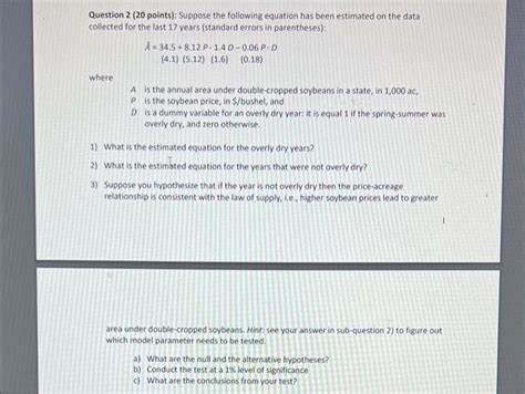 Solved Question 2 20 Points Suppose The Following