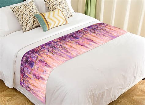 Ykcg Spring Floral Purple Wisteria Flowers Tree Bed Runner Bedding Scarf Size 20x95 Inches