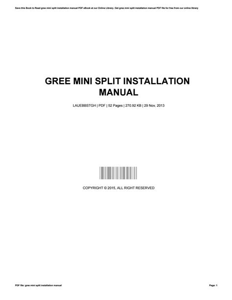 Gree mini split installation manual by DonaldRobinson1693 - Issuu