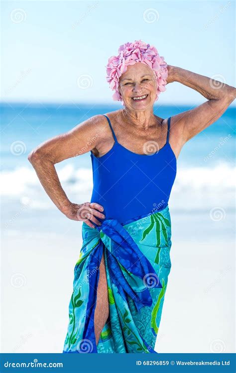 Pretty Mature Woman Posing On The Beach Stock Image Image Of Person