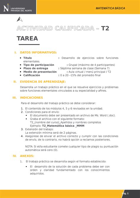 Tarea Upn Actividad Calificada T Tarea I Datos Informativos