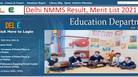 Delhi NMMS Result 2021 OUT Check Result Merit List Cut Off