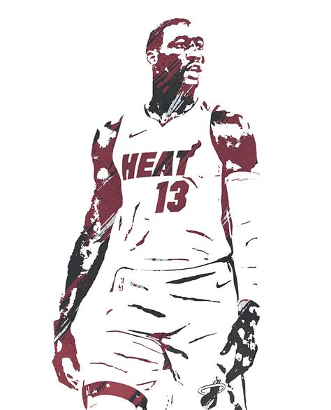 Bam Adebayo Miami Heat Watercolor Strokes Pixel Art 1 Mixed Media By