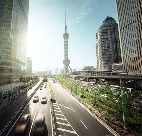 Road in Shanghai Lujiazui Financial Center Stock Photo - Image of ...