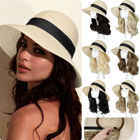 amazoncom qlenkay straw sun hat   synthetic hair extension