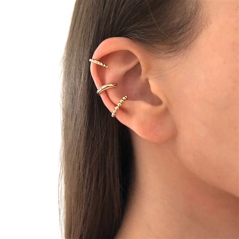 Gold Ear Cuff For Women 18K Gold Plated Earrings Dainty Ear Etsy