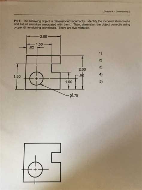 Solved The Following Object Is Dimensioned Incorrectly I