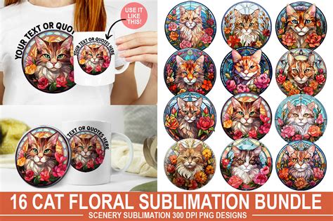 Cat Floral Sublimation Bundle Graphic By Craftinglia Creative Fabrica