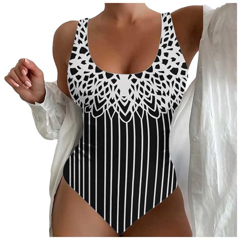 Qxutpo Womens Swimsuits One Piece Suspenders Round Neck Tummy Control