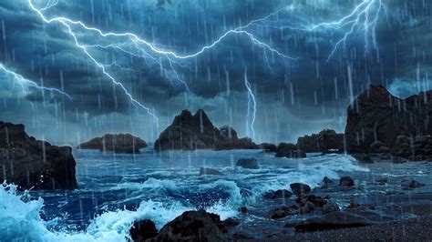 Huge Rainstorm + Thunder + Crashing Waves = White Noise for Sleep - YouTube