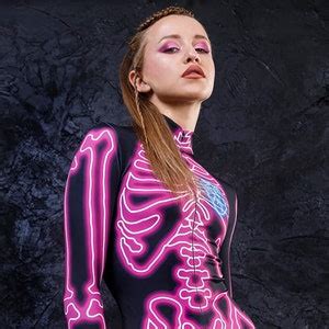 Neon Skeleton Costume Sexy Skeleton Bodysuit Skeleton Catsuit Woman