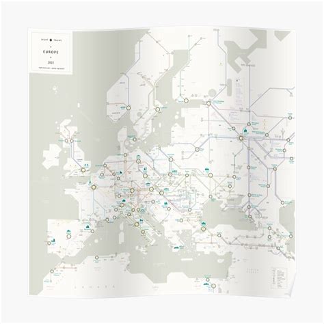 "Night Trains Europe Map" Poster by jugcerovic | Redbubble