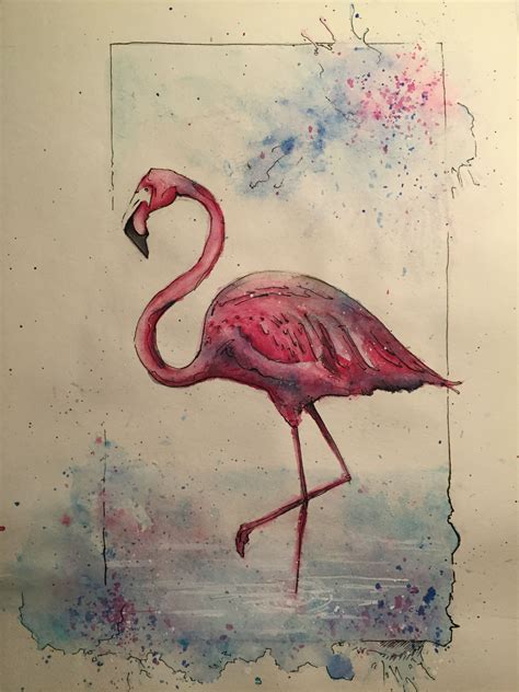 Flamingo Aquarell Sketch Zeichnung Malen Und Zeichnen Tiere