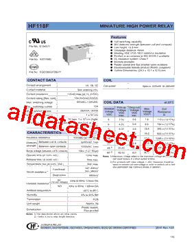 HF118F 012 1ZS1T 데이터시트 PDF Hongfa Technology