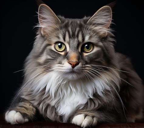 Premium Photo Fluffy Orange Kitten With Blue Eyes Sits On Black