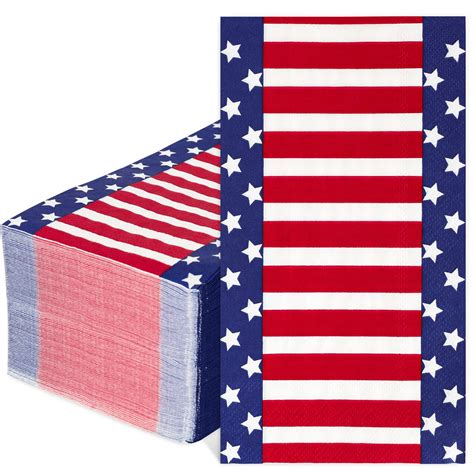 AnyDesign 100 Pack Patriotic Guest Napkins American Flag Paper Napkins