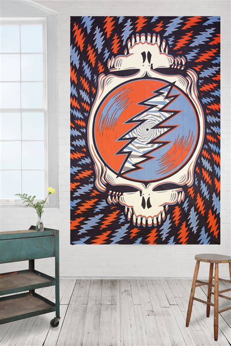 Grateful Dead Spin Your Face Tapestry Red White Blue 60x90