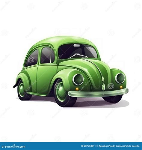 Illustration of a Cartoon of a Green Car. Stock Illustration ...