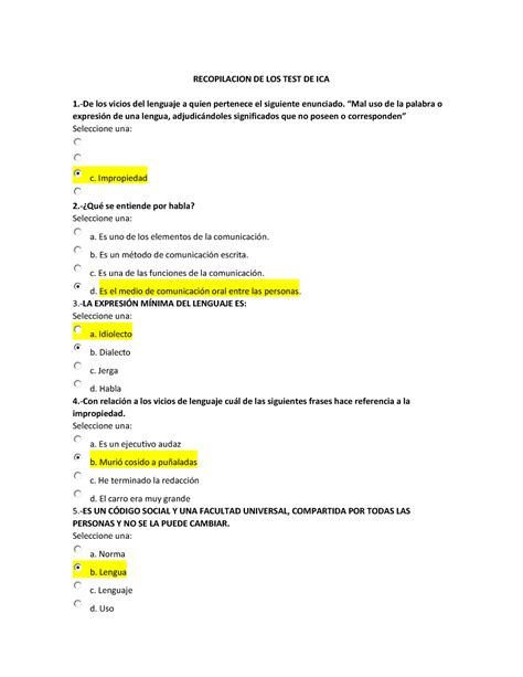 Examen Ica Test Completo Recopilacion De Los Test De Ica De Los