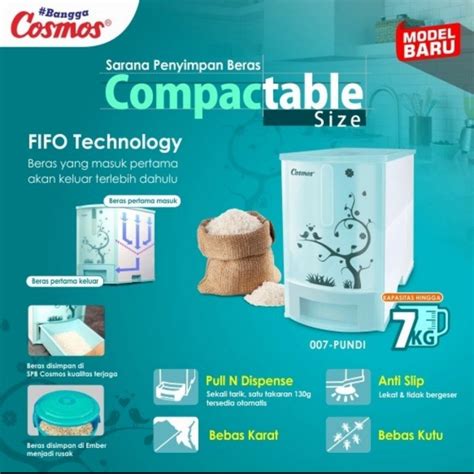 Jual Cosmos 007 Pundi Sarana Penyimpan Beras 7 Kg Rice Box Shopee