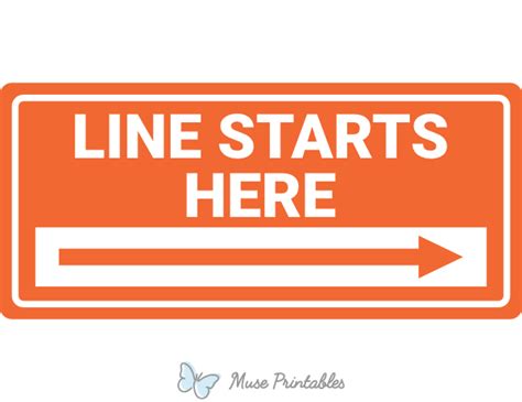 Printable Line Starts Here Right Arrow Sign