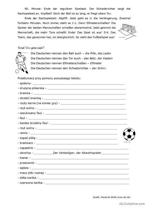 Fu Ball Allgemeines Leseverst Ndnis Deutsch Daf Arbeitsbl Tter Pdf Doc