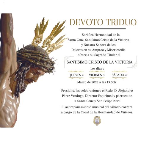 Triduo 2023 en honor al Santísimo Cristo de la Victoria Seráfica