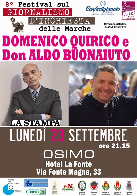 Domenico Quirico E Don Aldo Buonaiuto Il 23 Settembre Ad Osimo