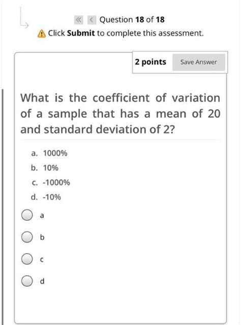 Solved Question 18 Of 18 A Click Submit To Complete This