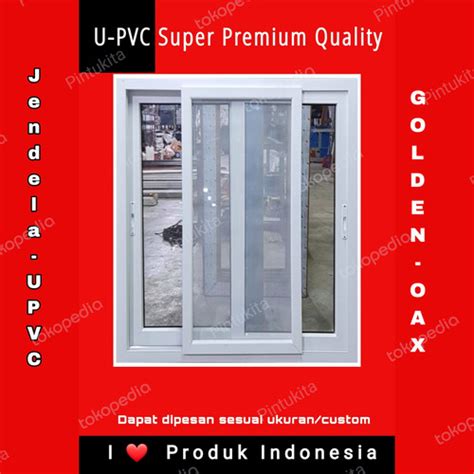 Jual Jendela Sliding UPVC Super Premium 3 In 1 Kawat Nyamuk Putih