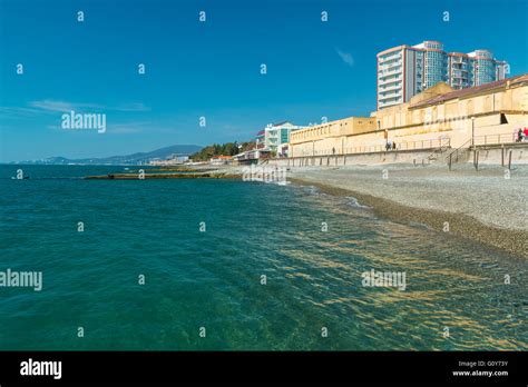 Adler Sochi Russia April 1 2016 Pebble Beach With Breakwaters