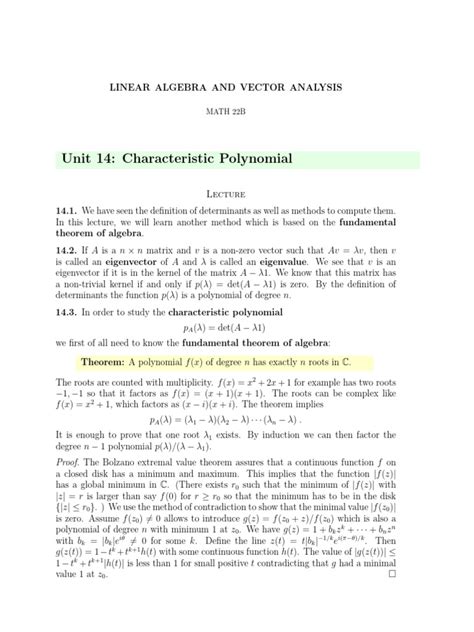 Characteristics of A Polynomial | PDF | Eigenvalues And Eigenvectors ...