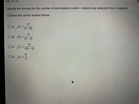 Answered Identify The Formula For The Number Of Bartleby