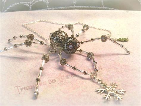 Fancy Filigree Spider Ornament Beaded Spider Good Luck Charm