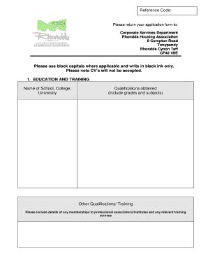 Fillable Online Rhondda Please Use Block Capitals Where Applicable And