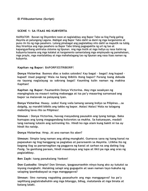 El Filibusterismo Script El Filibusterismo Script Scene 1 Sa Itaas