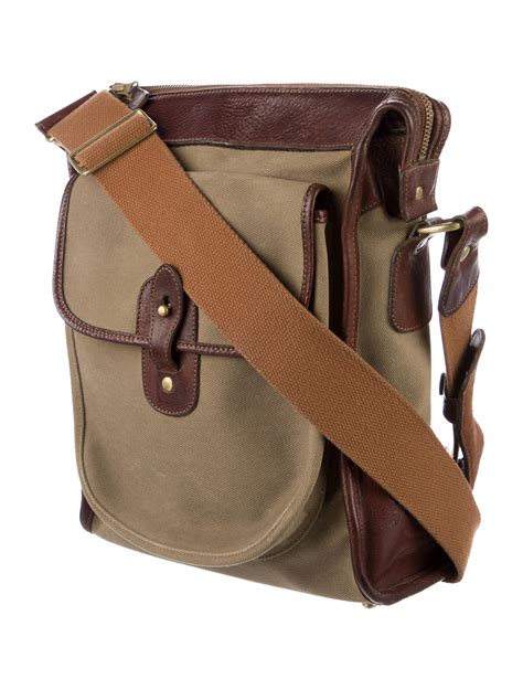 Ghurka Leather Trimmed Canvas Messenger Bag Green Messenger Bags