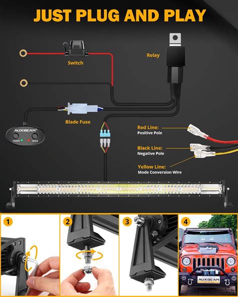 Auxbeam Barra De Luz Led Recta De Pulgadas Y W Modos De Luz