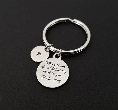 Custom Keychain Bible Verse Keychain Custom Gift Psalm 56 3 Keychain