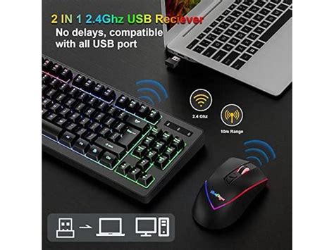 Bluefinger Wireless Gaming Keyboard And Mouse Combo Long Lasting