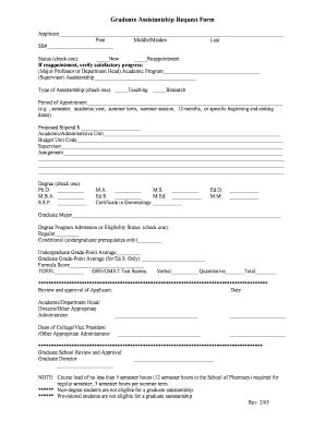 Fillable Online Ulm Graduate Assistantship Request Form Ulm Fax Email