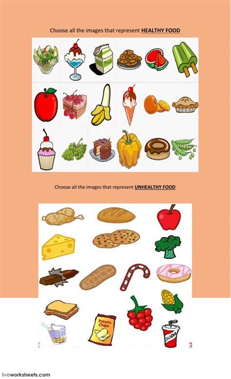 Healthy Unhealthy Food Interactive Worksheet Healthy And Unhealthy