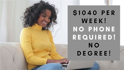 1040 Per Week Non Phone Work From Home Job No Degree Required